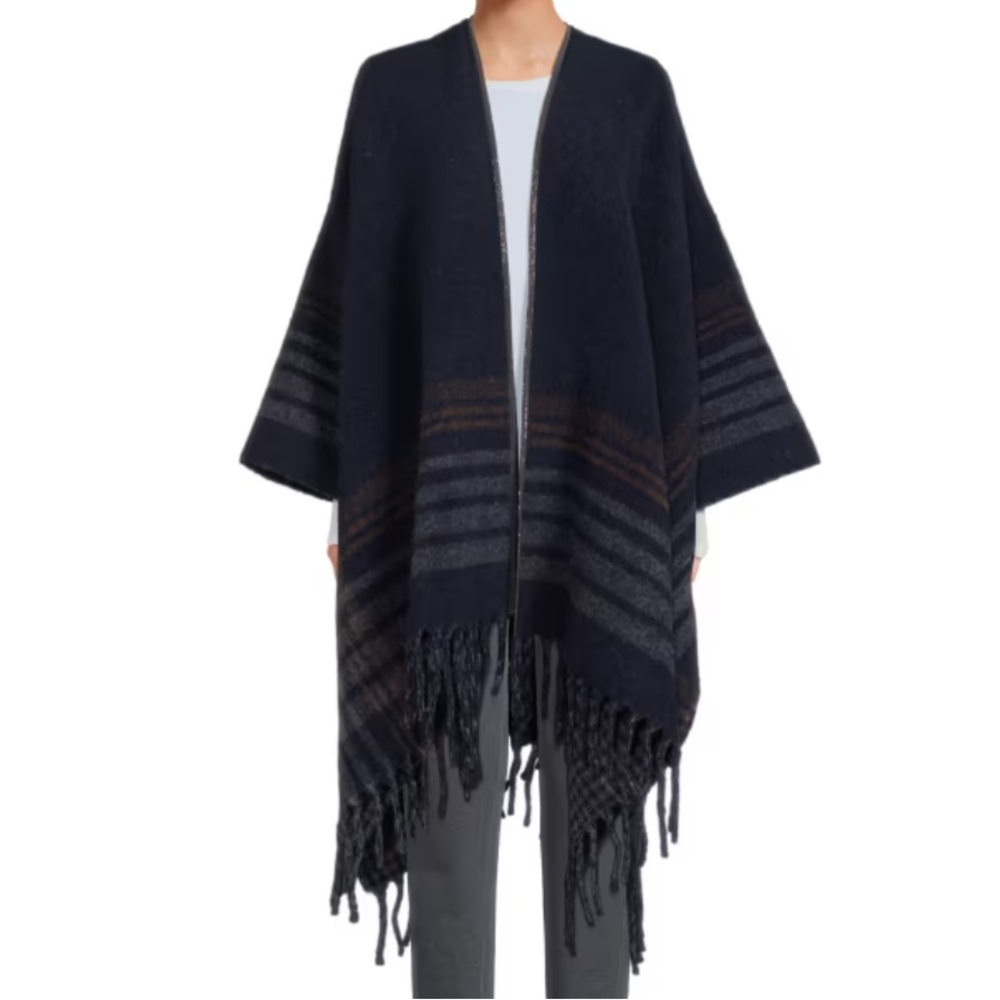 BRUNELLO CUCINELLI Striped Cashmere-Blend Ruana